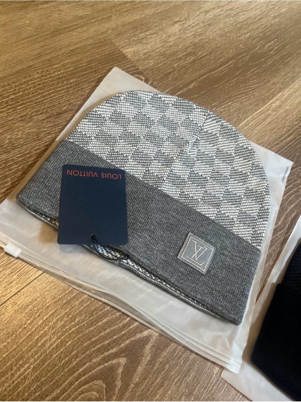 Louis Vuitton Gray Monogram Jacquard Beanie
